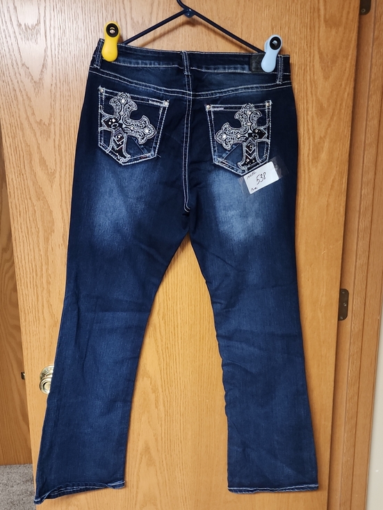 Indigo Denim - Indigo brands Dark Jeans with Embroidered Cross Pockets 14x32 number 538